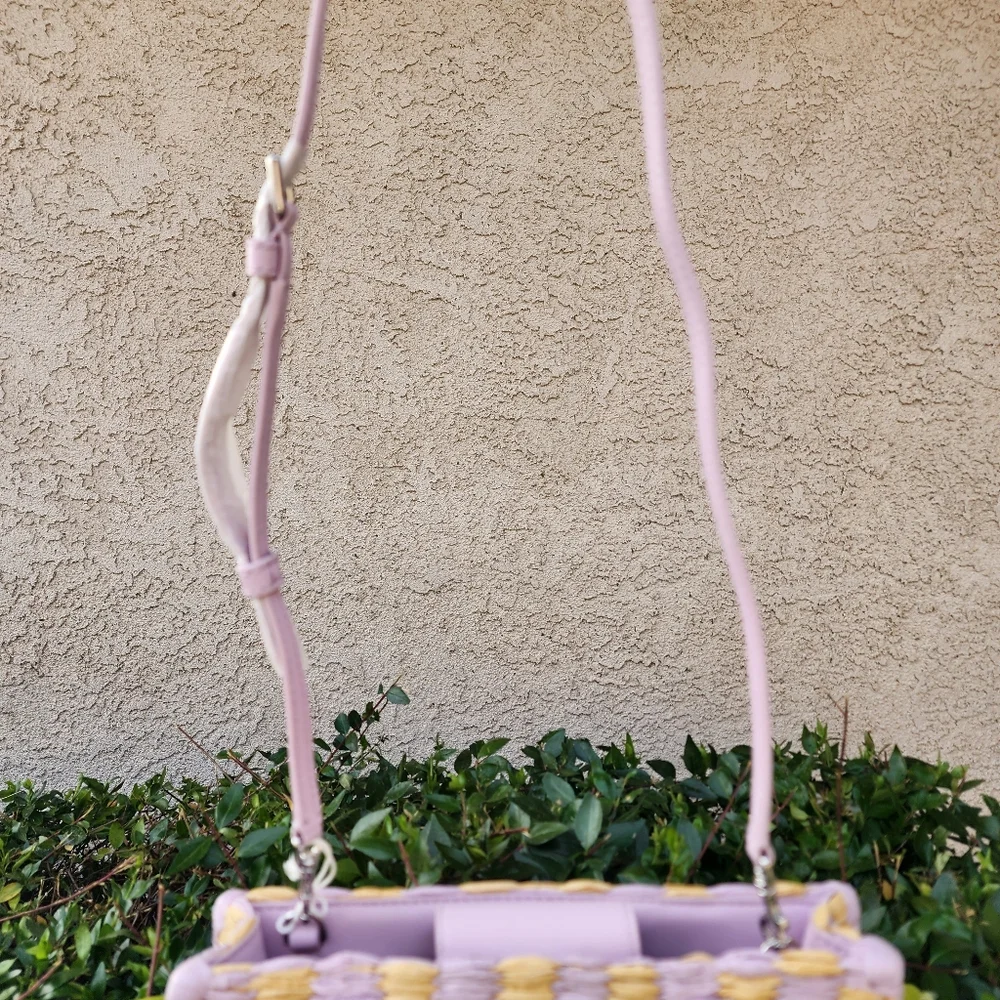 Tory Burch Ella Hand-Crocheted Leather Checkered Tote-Lavender NWT Authentic